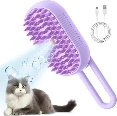 ペット用ブラシ 痛くない USB充電式 スリッカーブラシ 猫犬通用 (パープル) 27% Off