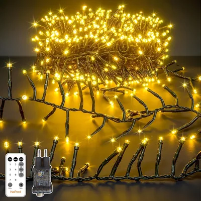 Cluster - Catena luminosa per esterni, 400 LED, 6 m, luce bianca calda | Catena luminosa impermeabile con telecomando e timer