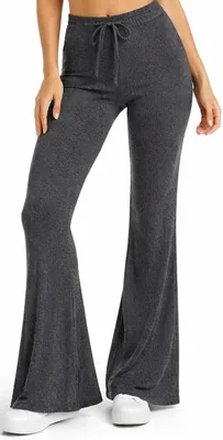 Pack of 2 Women's High Waist Flared Knit Trousers - Charcoal