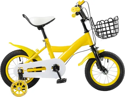 YEITBY Barncykeln för Junge och Dött, 12 Inch, Med Träningsräddar, Lagringskorb, Dubbel