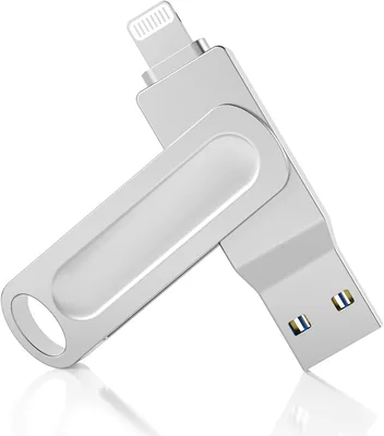 Clé USB 64 Go pour iPhone 3 en 1 avec adaptateur USB-C, certifiée MFi | Clé USB Lightning et USB A 3.0 & USB C