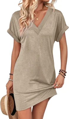Plunza Women's V-Neck T-Shirt Dress - Best Deal