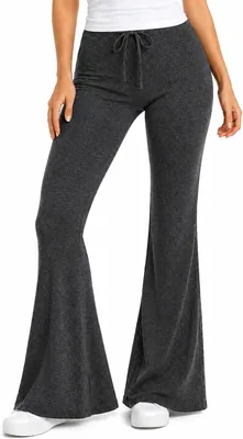 Women's High Waist Flared Knit Trousers - Charcoal - Best Deal