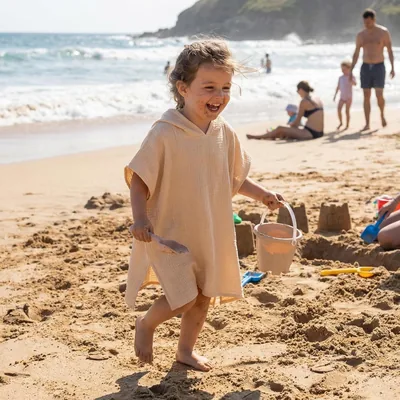YOOJ® Hooded Beach Towel for Kids, Fast Drying Absorbent Muslin Poncho