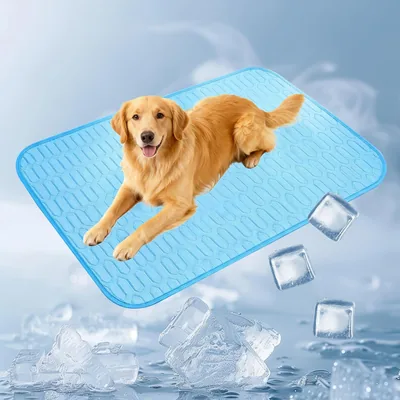 Tapis Rafraîchissant pour Chien et Chat 70x100cm, Coussin en Soie Glacée, Matelas Anti-Morsures