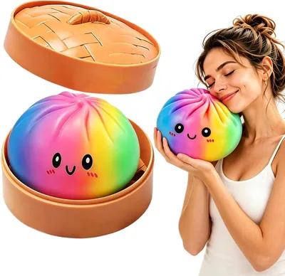 Dumpling Sorpresa Gigante Squishy Original con Vaporizador, 25CM Balón Elástico de Alivio del Estrés