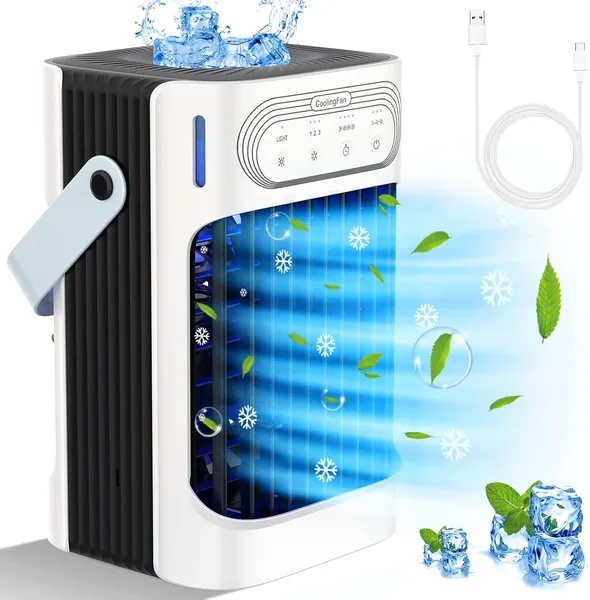 XTANK 800ml Mobile Air Conditioner, 4 en 1 Ventilateur à oscillation de 120°, Nuit Lumière Colorée, 3 vitesses - Meilleur Prix