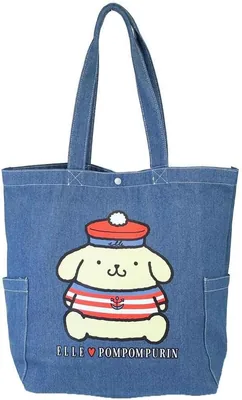 ELLE Pom Pom Plin Denim Tote Bag
