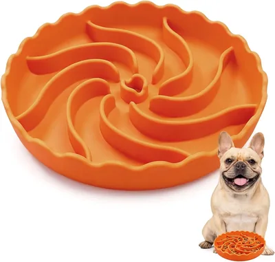 SCHITEC Silicone Slow Feeder Bowl Orange 20cm