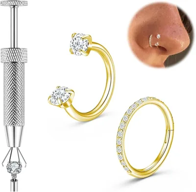 DAILI Titanium Horseshoe Nose Ring - 20g/18g Gem Hoop