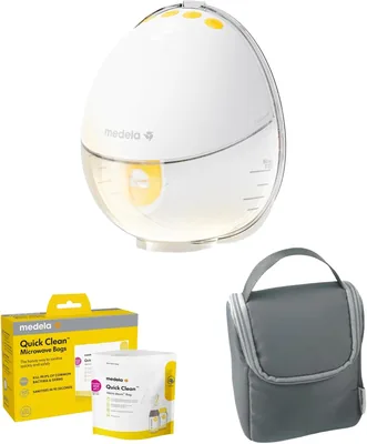 メデラ オフィシャル モーション インブラ 電気授乳ポンプ（片方）、クイッククリーン マイクロ波消毒バッグセット、ワンステップ インスタ