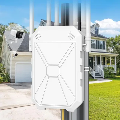 Répéteur WiFi extérieur N300 avec 6 antennes, amplificateur WiFi à longue distance, résistant aux intempéries IP67, PoE passif, AP/Routeur/