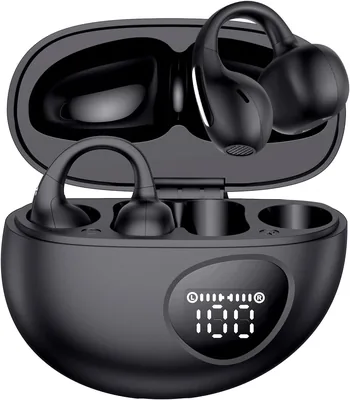 Open Ear Clip On Earbuds, Bluetooth 6.0 Wireless, 25hr Battery Life