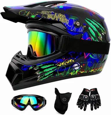 Kids Motorbike Helmet Set - Full Face MTB Dirt Bike Helmet Best Deal