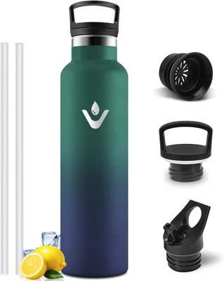 Bouteille d'eau Mulbijeo isolée, 1 L, sans BPA, double paroi en acier inoxydable 18/8