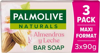 Jabón en Pastilla Palmolive Naturals Cuidado Delicado Almendra y Leche 3x90g, 15% Off