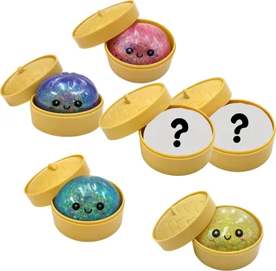 Juguete de alivio del estrés Squishy en caja sorpresa, Bolas Squeeze Glitter, Regalo Toy Bun (Grande, 8.5CM con Bolas Coloridas)