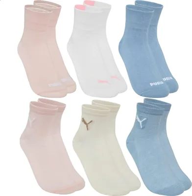 Kit 6 Pares Meias Puma Cano Médio para Academia e Corrida - Algodão Feminina Sport Original