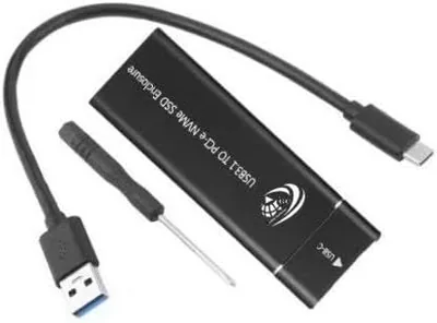 USB-C 3.1 NVMe SSD Enclosure M.2 PCIe External Case 10Gbps Black