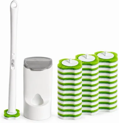 Disposable Toilet Brush Set - 24 Refills + Wand + Caddy, Best Deal