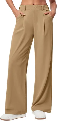 MXKJ-IU Pantalones de Pierna Ancha para Mujer, Pantalones Elásticos de Vestir para Trabajo y Negocios