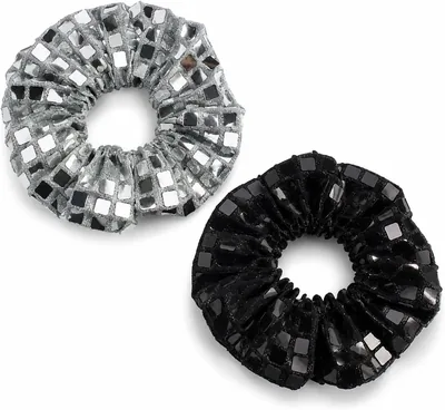Glitter Silver Scrunchies Solid Color Hair Ties