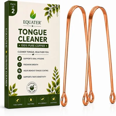 Equater Copper Tongue Cleaner - Ayurvedic Scraper for Bad Breath | Best Deal