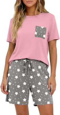 PrinStory Damla T-shirt och shortset med kort mackan, sommar nattkläder