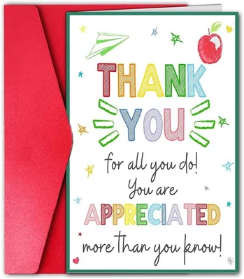 Thank You Card, 30% Off for Teacher Appreciation - COLORS