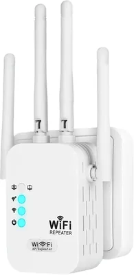 Répéteur WiFi 1200Mbps, Amplificateur 5GHz/2.4GHz avec Antennes à 4 Branches, Port Ethernet Gigabit, Extenseur WiFi B