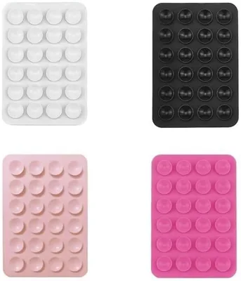 PngaZki 4 x Têtes d'aspiration en silicone pour téléphone portable adhésif à aspiration pour tous les modèles de téléphones mobiles (Noir/Blanc/Rose/Light Pink)