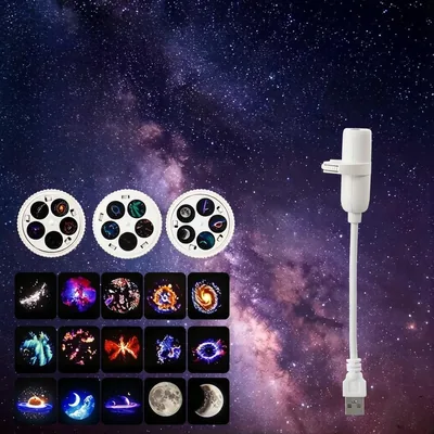 Galaxy Star Projector Night Light, 360° Adjustable, 3 Interchangeable Discs