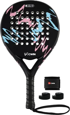 Raqueta de Pádel CWIN 100% Fibra de Carbono con Núcleo de Espuma EVA Memoria Flexible, Kit con Funda Protectora - Mejor Oferta