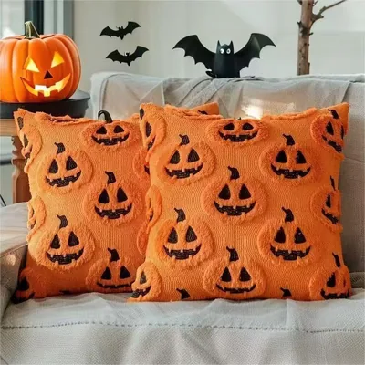 Funda de Almohada de Halloween Dancart 2 piezas, Fantasmas Calabazas Cojín Cubierta
