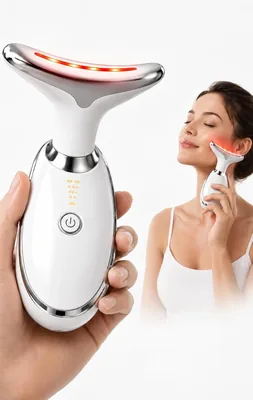 Massageador Facial LED 7 Cores com EMS, Aquecimento, Aparelho Lifting Anti Rugas Rosto e Pescoço, Lifting Facial, Vibração Es - Best Deal