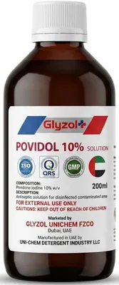 Glyzol Povidol 10% Solution, 200ml - First Aid Antiseptic, Best Deal