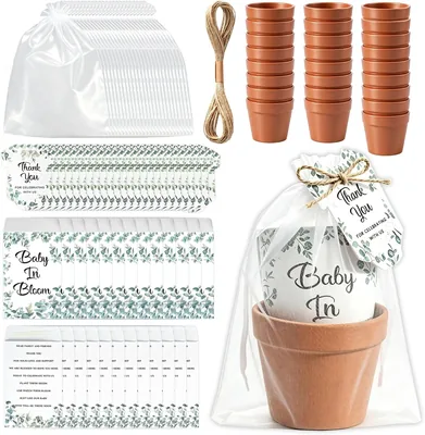 25 Sets Baby Shower Favors Eucalyptus Seed Packets with Mini Pots Best Deal