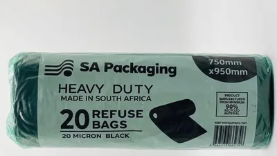 SA Packaging Heavy Duty Bin Bags, 20 Micron Black Refuse Bags (Recycled Plastic) - Best Deal