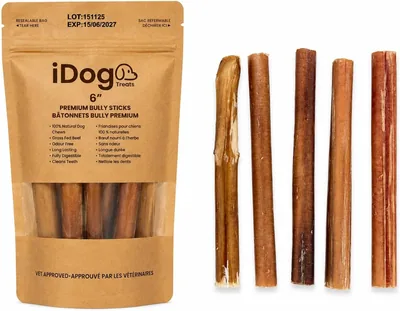 iDog Premium Bully Sticks 6" Pack of 5 - Best Deal