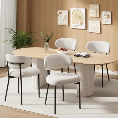 MALOL Polsterstühle Set von 4 - Moderne Stoffrückenlehne, gepolsterter Sitz, robuste Metallbeine - Designstühle