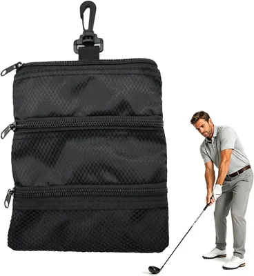 TUKEVA golfbollskas, trelagig golfaksesori-tas med zip, håller opptil 18 golfbollar, lagringstas med hook