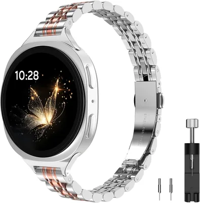 MoKo Slim Metal Strap – Kompatibel med Samsung Galaxy Watch 8 40mm/44mm och 8 Classic 46mm, Fin stålskrivn Band