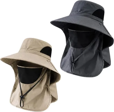 Safari Hat with Neck Protection - Khaki & Dark Grey Best Deal