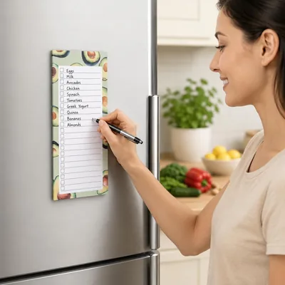 Grocery List Pad for Fridge - 50 Tear Off Sheets - Avocado & Strawberry Design