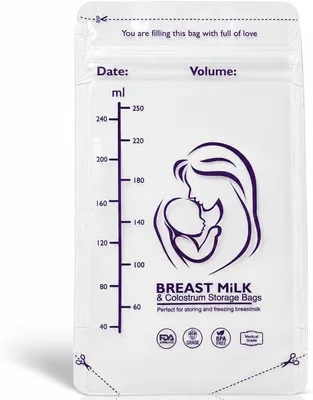 Breast Milk Storage Bags - 30 Pack, 250ml, Double Zip-Seal
