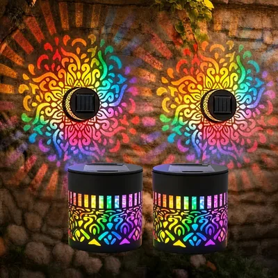 waabose Solar Wandleuchten, 2er-Set mit 7 Farbwechseln - Außenlampe für Garten, Terrasse und Hof, 73% Rabatt