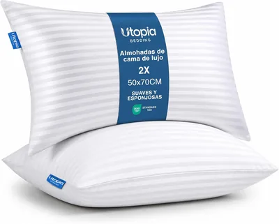Almohadas de Hotel de Lujo Utopia, Pack de 2, Tamaño 50 x 70 cm | Para Dormir de Espalda, Estómago y Lado