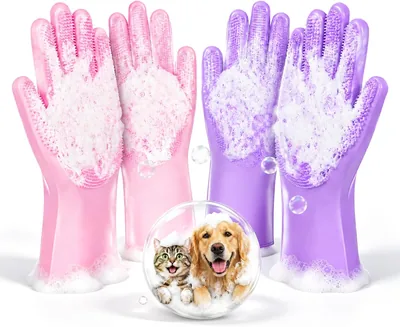 2 Pairs Dog Cat Washing Gloves 10% Off
