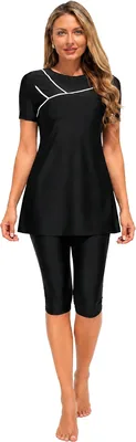 Happy Cherry 2 Piece Modest Swimsuit - Short Sleeve & Knee Length Shorts