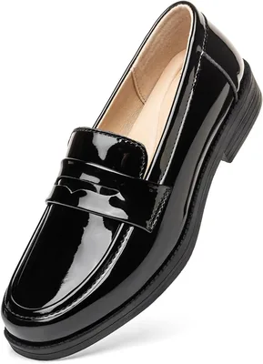 Freeberry Women's Leather Penny Loafers Slip On Shoes